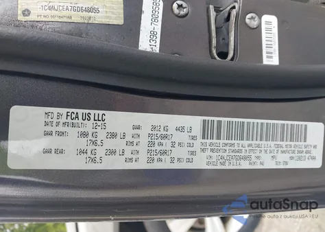 2016 Jeep Compass Latitude from USA, damaged, VIN 1C4NJCEA7GD648055